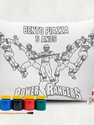 Almofada com tinta para colorir power rangers