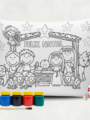 Almofada com tinta para colorir presépio
