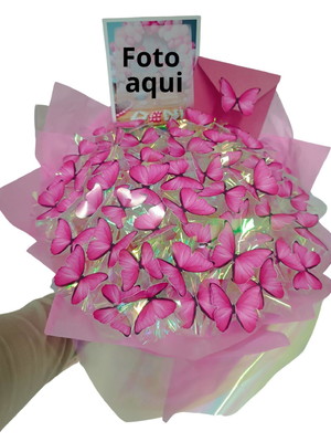 Buque de borboletas com led cores