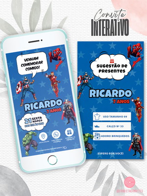 Convite interativo missão vingadores em ação