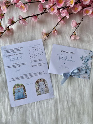 Manual dos padrinhos azul serenity personalizável - impresso