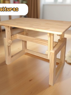 Mesa infantil ajustável com regulagem de altura - madeira