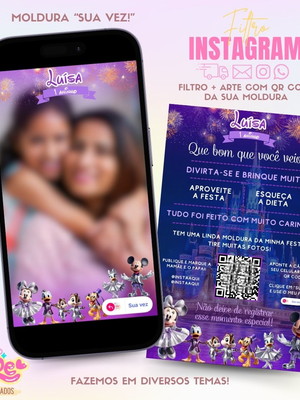 Moldura filtro para instagram + qr code disney 100 anos