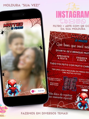 Moldura filtro para instagram + qr code homem aranha