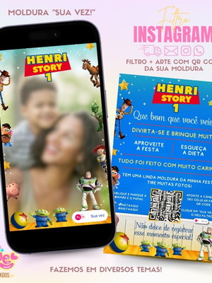Moldura filtro para instagram + qr code toy story