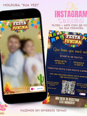 Moldura filtro para instagram + qr code arraiá festa junina