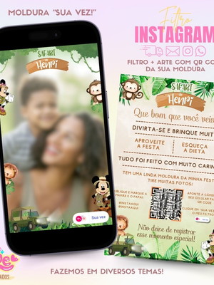Moldura filtro para instagram + qr code mickey safari