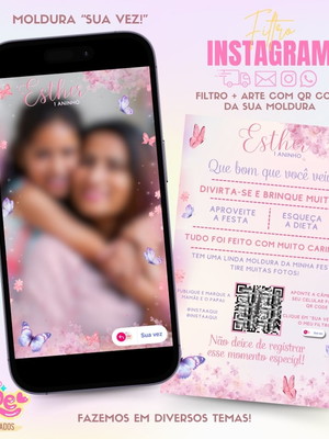 Moldura filtro para instagram + qr code jardim borboletas