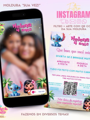Moldura filtro para instagram + qr code lilo e stitch