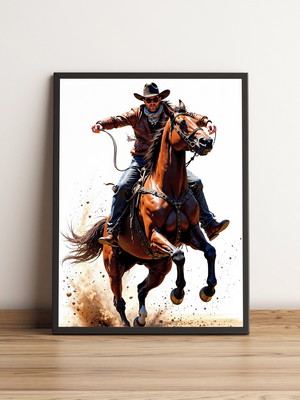 Quadro com cavaleiro em ação estilo faroeste 2009