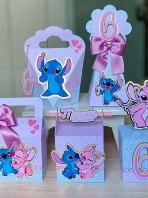 Kit festa stitch e angel luxo - 25 caixas