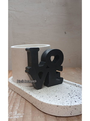 Vaso gesso redondo love com base