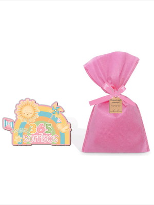 Imã 365 sorrisos menina personalizado saquinho e tag