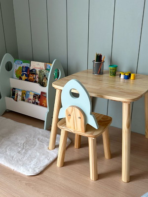 Mesa infantil quadrada com 1 cadeira madeira pinus