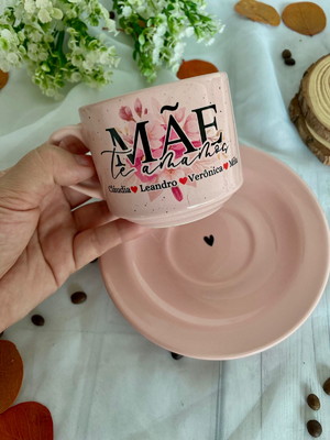 Xícara com pires personalizado mãe