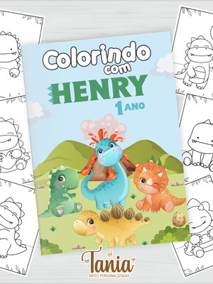 Livrinho de colorir dinossauro baby - arte digital