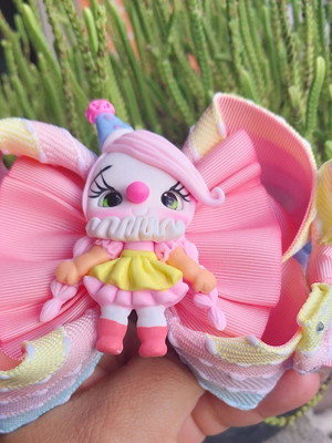 Laço infantil palhacinha candy color com aplique fofo