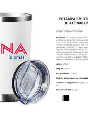 Copo térmico personalizado conjunto com 8