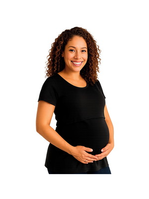 Blusa amamentação gestante com abertura sobreposta preta