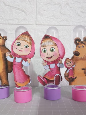 Tubete personalizado tema másha e o urso