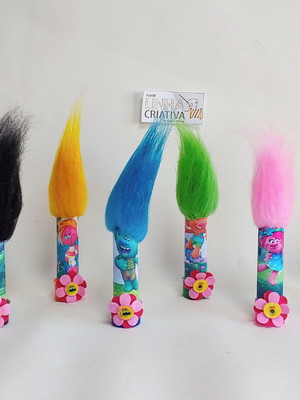 Trolls tubete decorado pelúcia - kit com 15