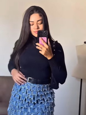 Saia junina jeans bandeirinhas