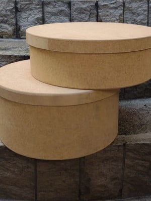 Caixas redondas grandes mdf crú p/ artesanatos (2 caixas)
