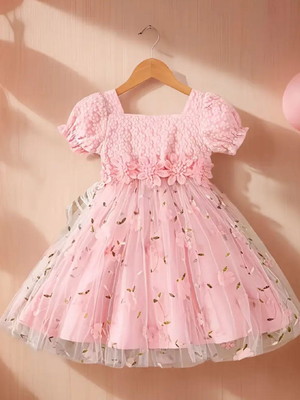 Vestido infantil jardim encantado manga bufante (588)
