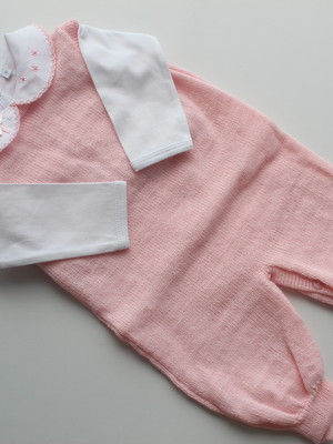 Saida maternidade tricot menina casaco salopet rn rosa