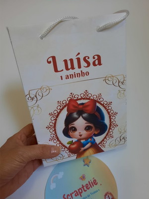 Sacolinha personalizada lembrancinha festa branca de neve