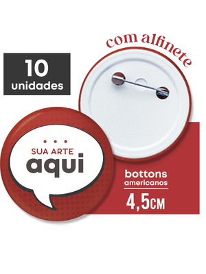 Bottons 4,5cm com alfinete | kit 10 unidades
