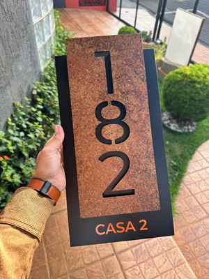 Número para casa acm com acm corten - 3 dígitos 20x40