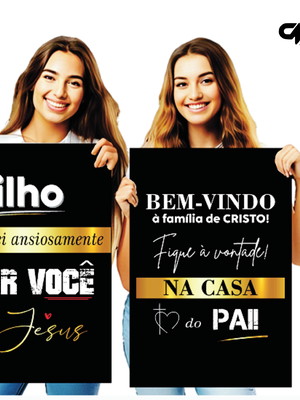 2 placas de boas-vindas para igreja 40x60cm,culto e recepção