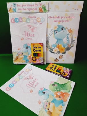 Kit colorir com giz dinossauro baby