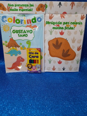 Kit colorir com giz dinossauro cute