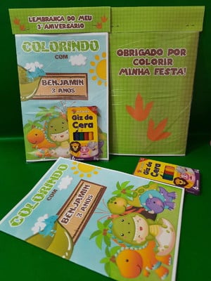 Kit colorir com giz dinossauro