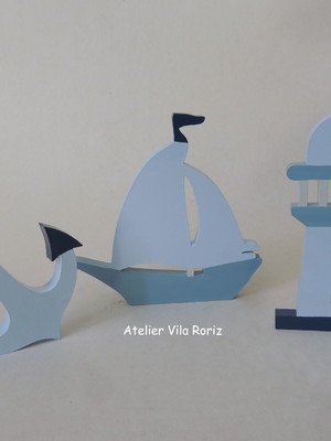 Kit adornos: âncora, farol e barco !!
