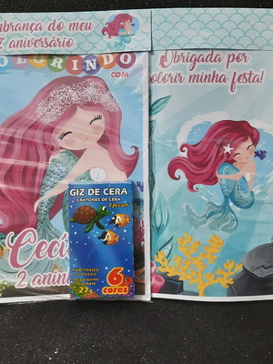Kit colorir com giz sereia