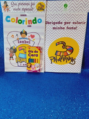 Kit colorir com giz tema 3 palavrinhas