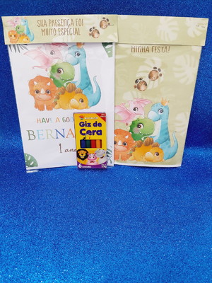 Kit colorir com giz tema dinossauro baby