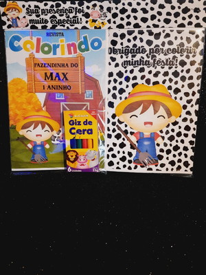 Kit colorir com giz tema fazenda