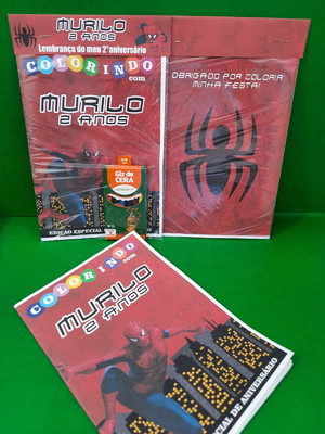 Kit colorir com giz tema homem aranha