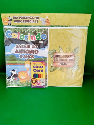 Kit colorir com giz tema safari