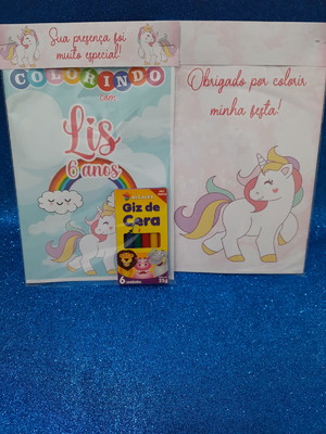 Kit colorir com giz tema unicórnio