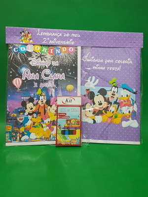 Kit colorir com giz turma do mickey