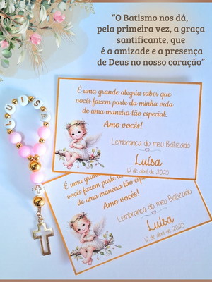 Terço personalizados - lembrança batizado (cod350)