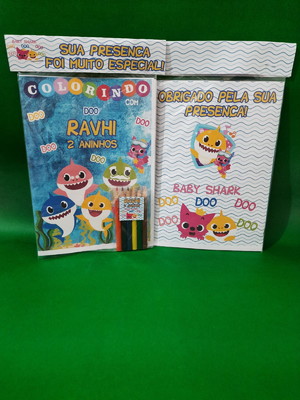 Kit colorir com lápis baby shark