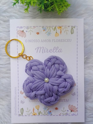 Kit c/ 10 chaveiro flor com cartão