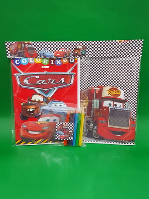 Kit colorir com lápis carros
