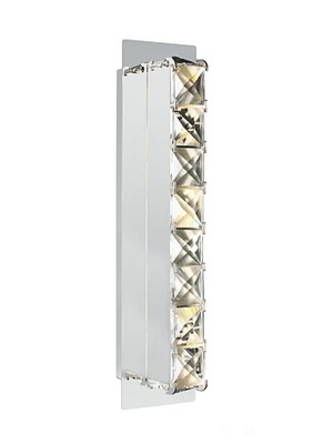 Arandela retangular, cromada com cristais âmbar, led 5w, 270